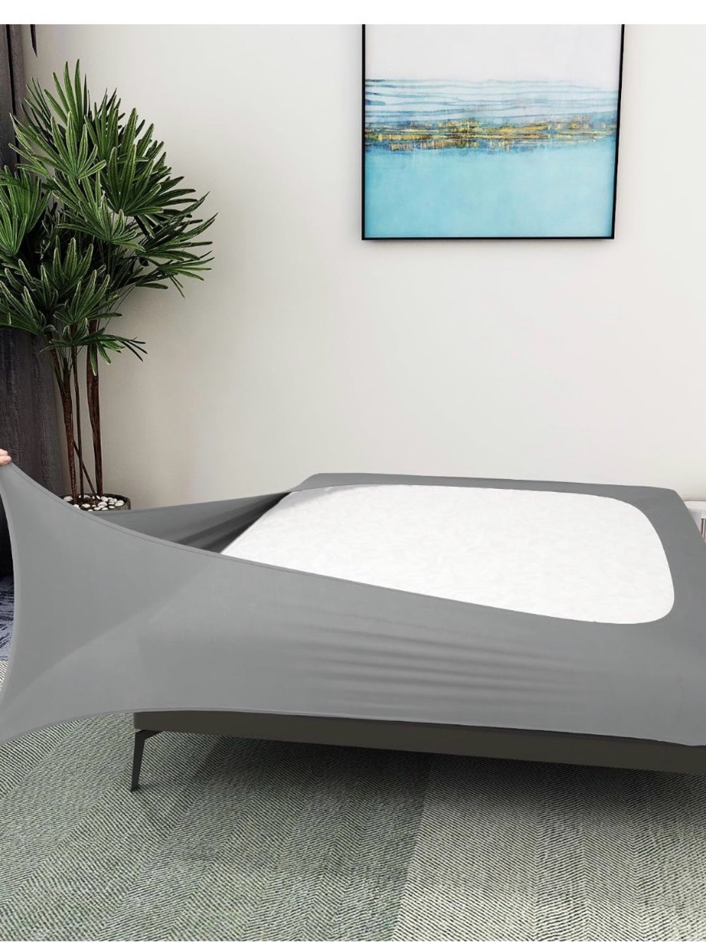 Light Gray Fitted Jersey Box Spring Cover - Premium Stretch Fit